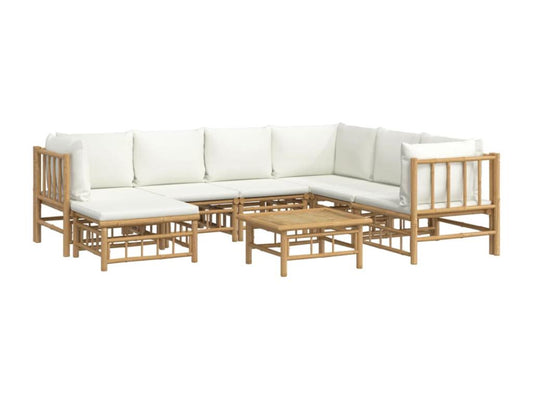 Ensemble de mobilier de jardin 8 pièces avec coussins, marron