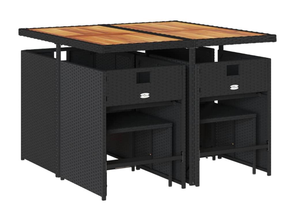 Ensemble de 9 pièces en résine tressée, noir