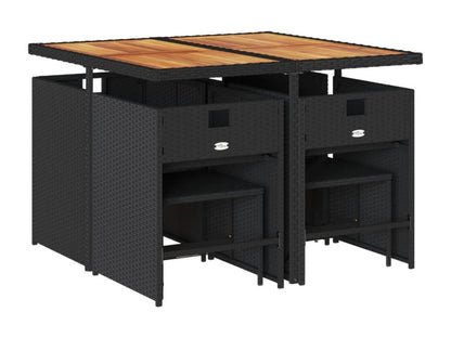 Ensemble de 9 pièces en résine tressée, noir