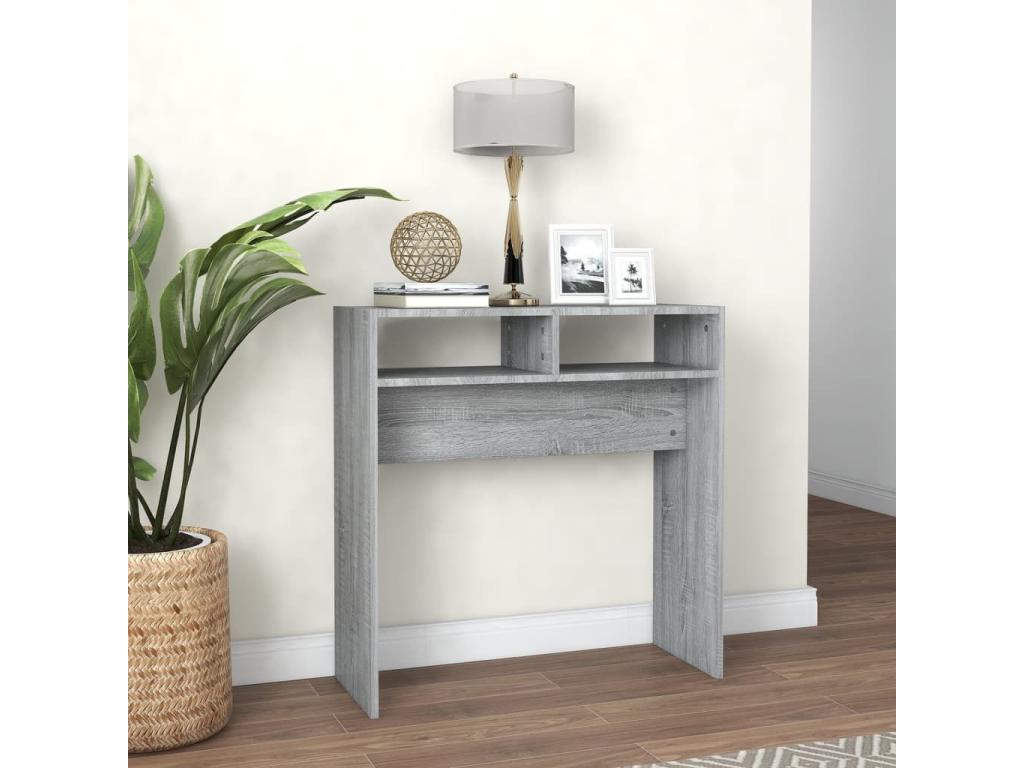 Table en bois composite, 78 x 30 x 80 cm, grise