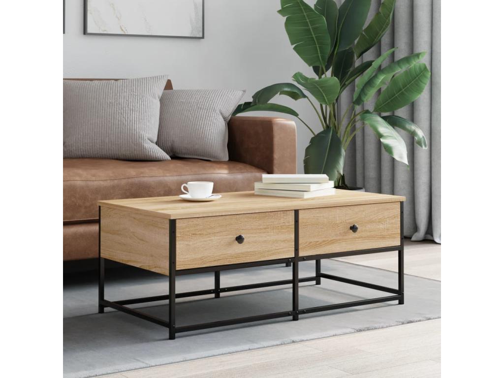 Table basse en bois d'ingénierie, 100 x 51 x 40 cm, naturel clair