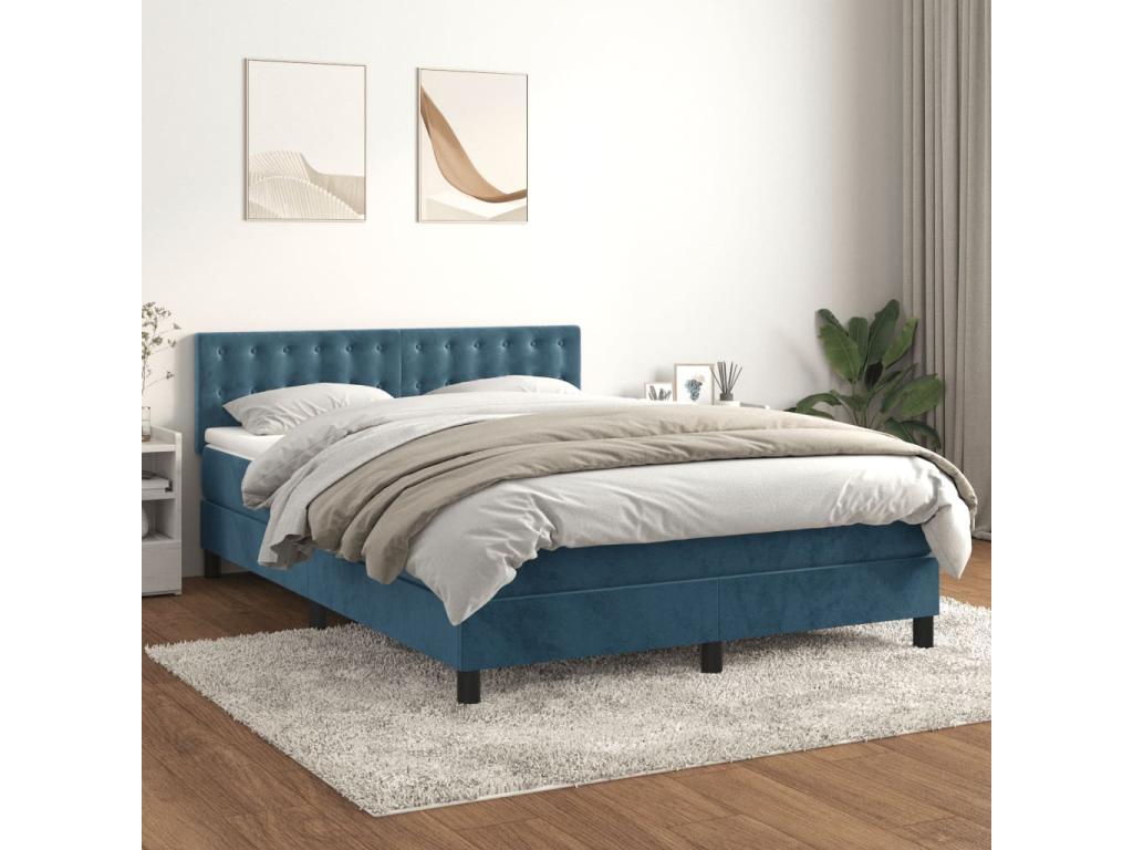 Matelas en velours, 140 x 190 cm, bleu