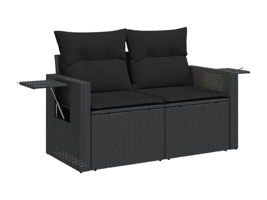 Ensemble de mobilier de jardin 8 pièces en résine tressée avec coussins, noir