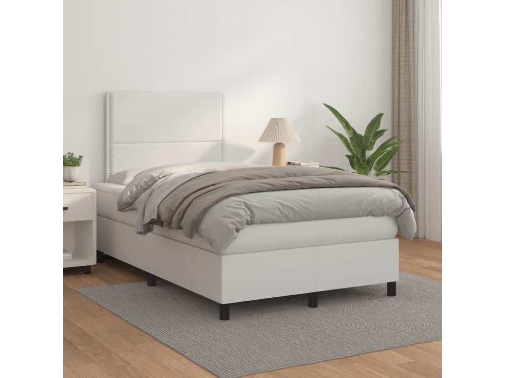 Matelas en similicuir, 120 x 190 cm, blanc