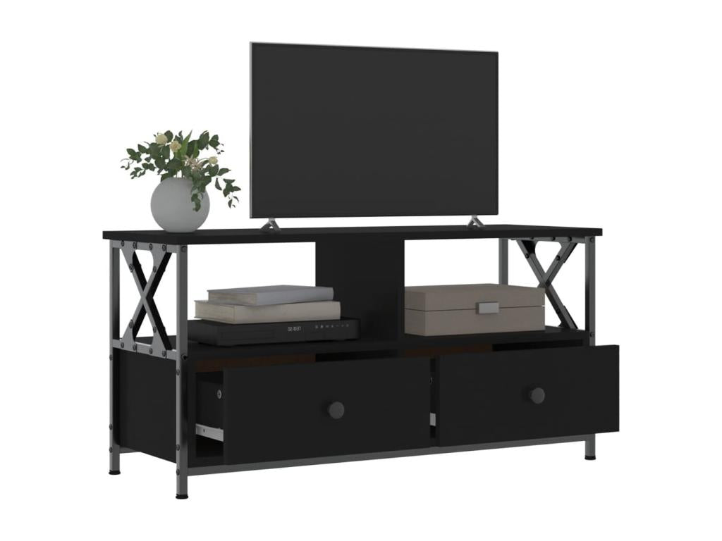 Meuble TV en bois composite, 90 x 33 x 45 cm, noir