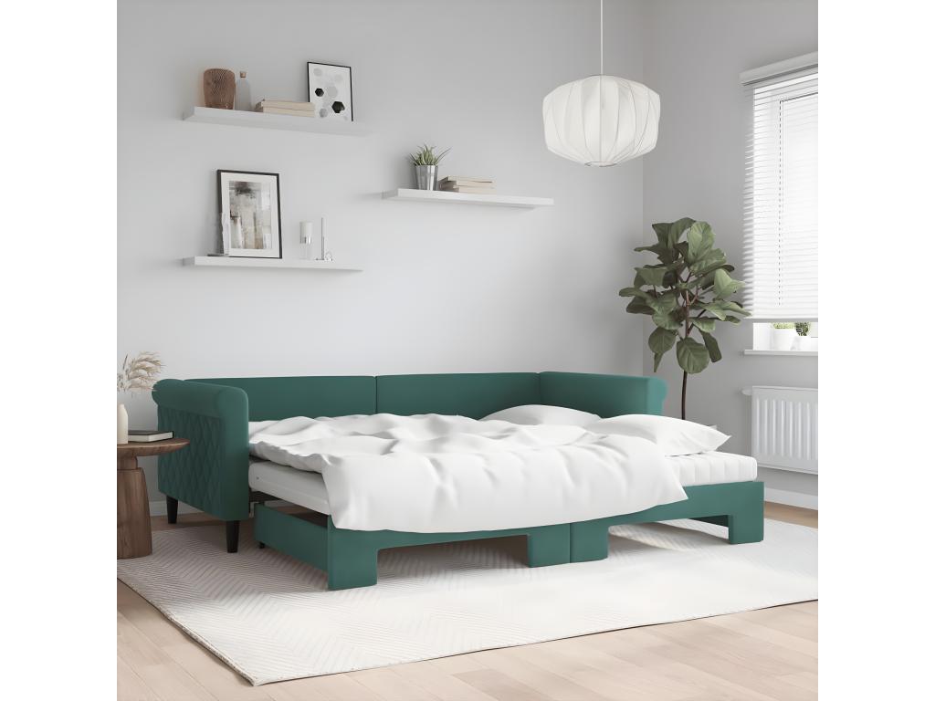 Matelas en velours, 90 x 200 cm, vert