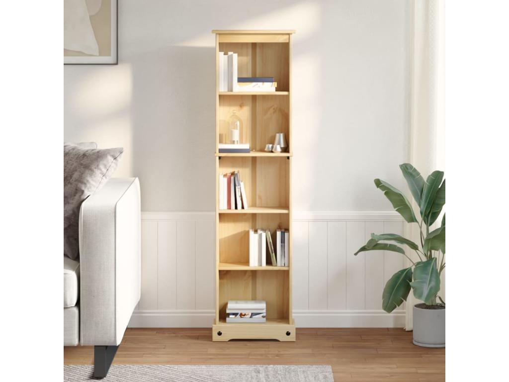 Bibliothèque en pin, 46 x 20 x 170 cm, marron