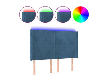 Cadre de lit en velours, 147 x 16 x 118 cm, bleu