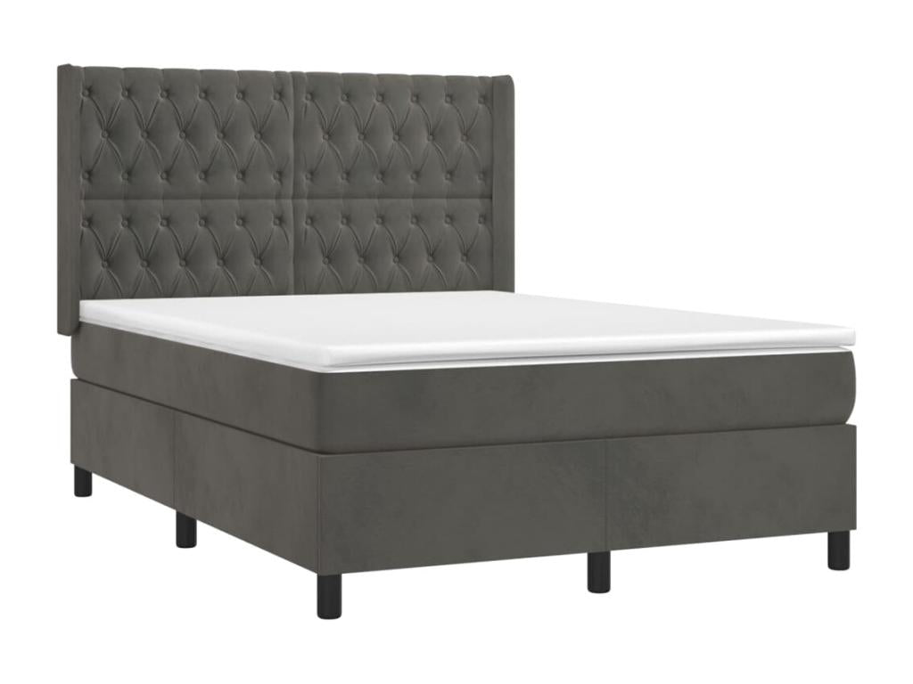 Matelas en velours, 140 x 190 cm, gris