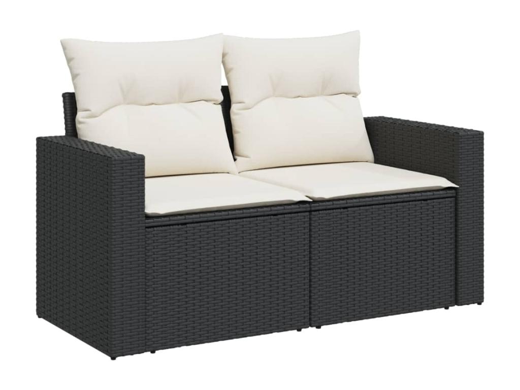 Ensemble de mobilier de jardin 11 pièces en résine tressée avec coussins, noir