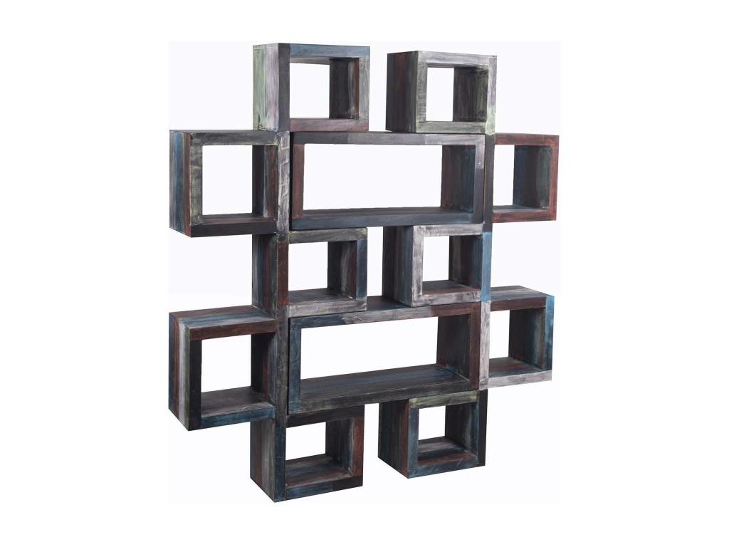 Bibliothèque en bois de manguier, couleur naturelle foncée