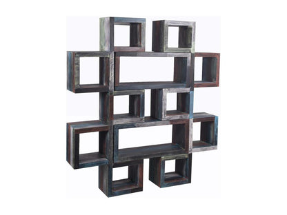 Bibliothèque en bois de manguier, couleur naturelle foncée