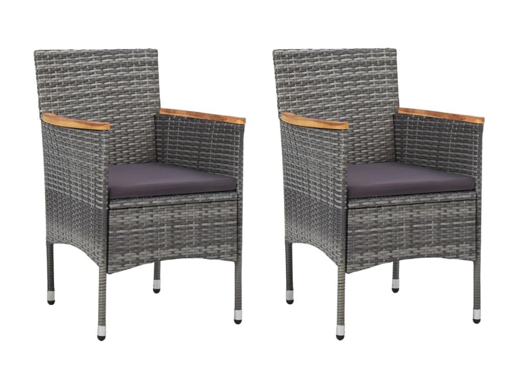 Ensemble de 3 pièces en résine tressée, gris