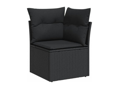 Ensemble de mobilier de jardin 7 pièces en résine tressée avec coussins, noir