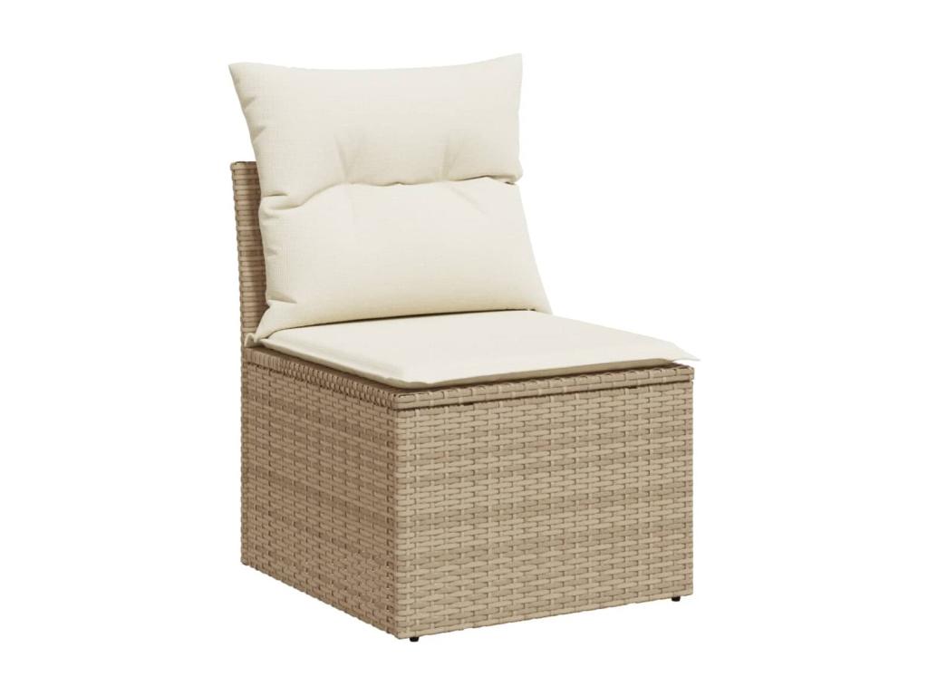 Ensemble de mobilier de jardin 6 pièces en résine tressée avec coussins, beige