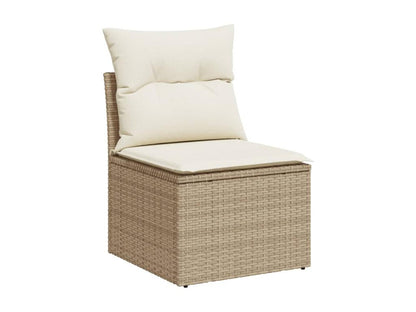 Ensemble de mobilier de jardin 6 pièces en résine tressée avec coussins, beige