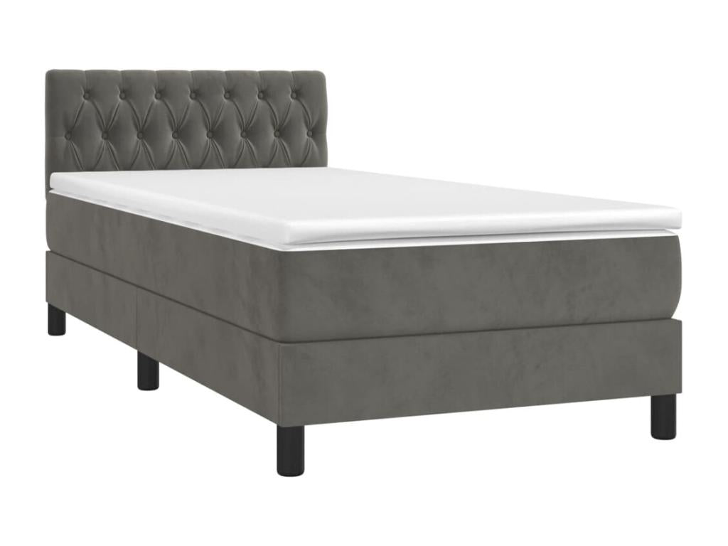 Matelas en velours, 90 x 190 cm, gris