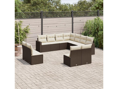Ensemble de mobilier de jardin en résine tressée 11 pièces, marron