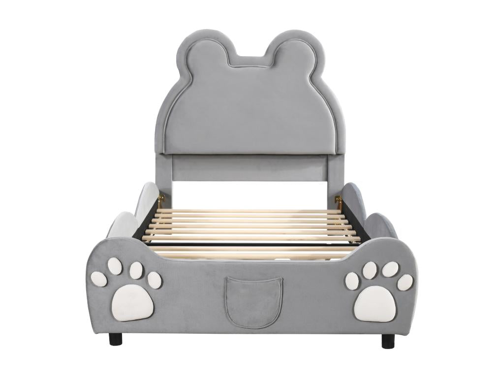 Cadre de lit en velours, 90 x 200 cm, gris