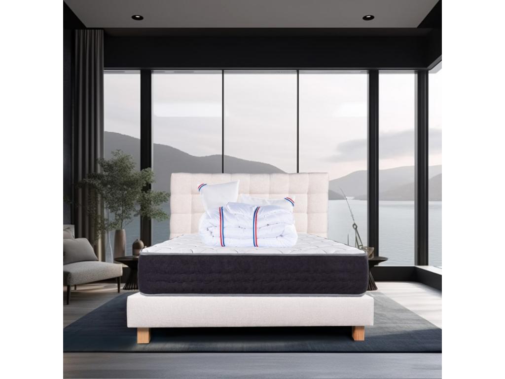 Matelas à ressorts ensachés, 27 cm d'épaisseur, 140 x 190 cm, beige