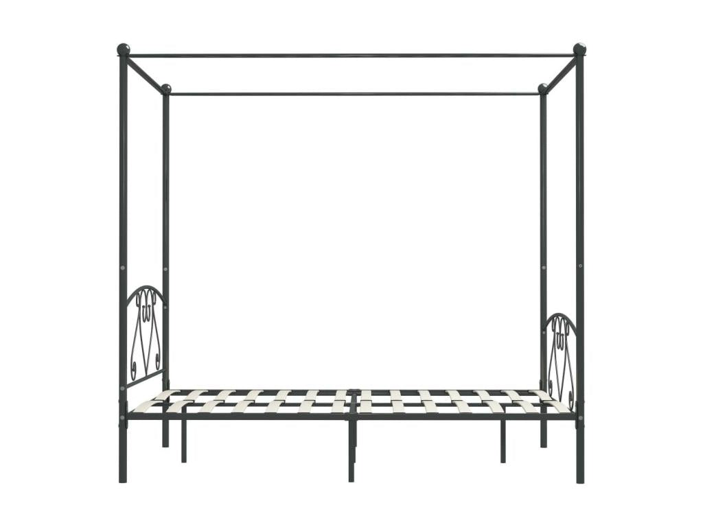 Cadre de lit en métal, 140 x 200 cm, gris