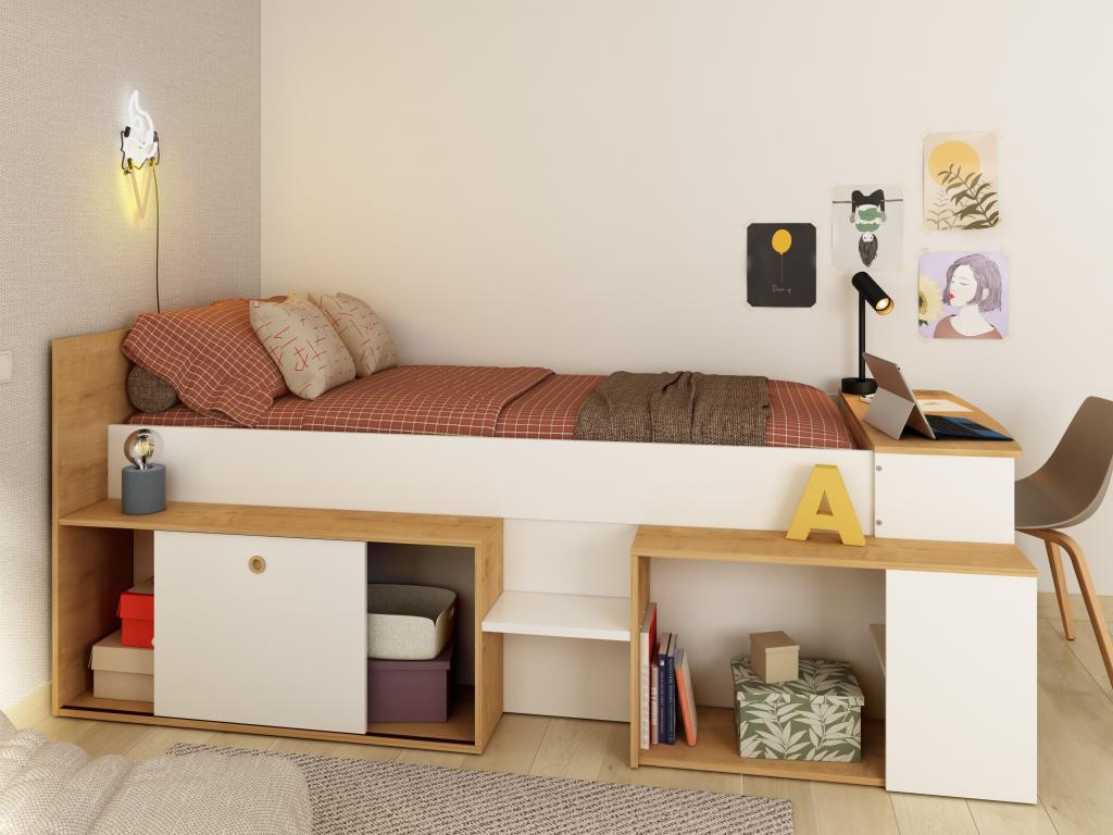 Cadre de lit, 90 x 200 cm, blanc