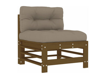 Ensemble de mobilier de jardin 7 pièces en bois massif avec coussins, marron