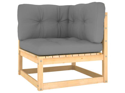 Ensemble de mobilier de jardin 6 pièces en pin clair avec coussins, couleur naturelle claire