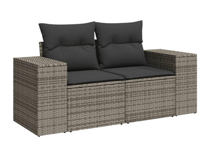 Ensemble de mobilier de jardin 10 pièces en résine tressée avec coussins, gris