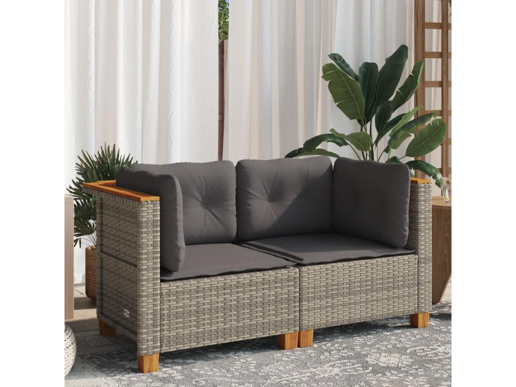 Ensemble de 2 pièces en résine tressée, gris