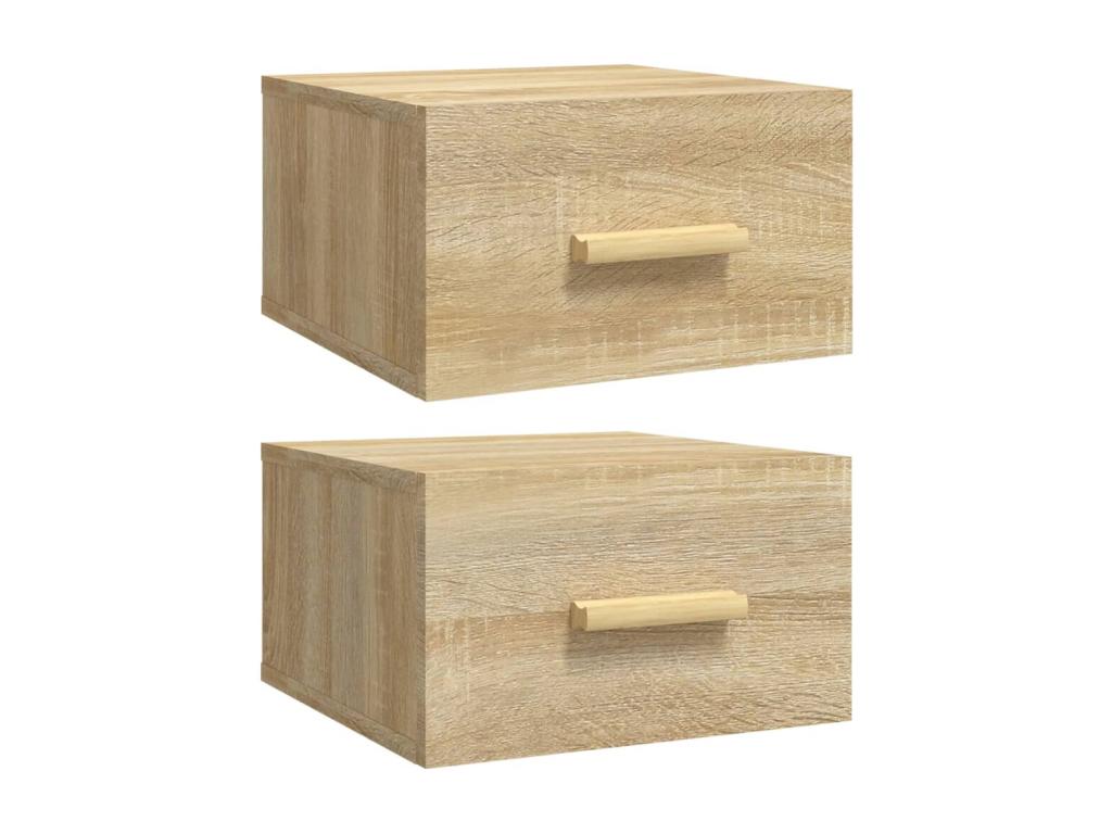 Ensemble de 2 pièces en chêne massif, 35 x 35 x 20 cm, marron