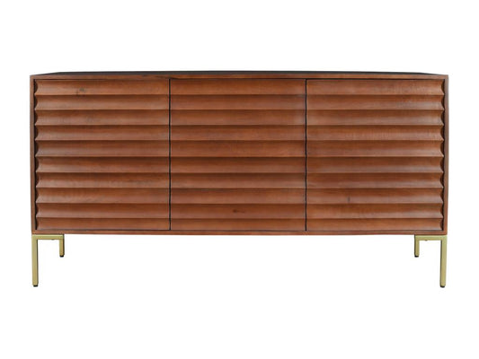 Buffet 3 portes en bois de manguier, finition naturelle foncée