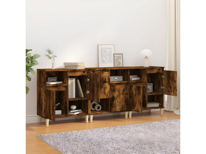Buffet 3 pièces en bois d'ingénierie, 60 x 35 x 70 cm, marron