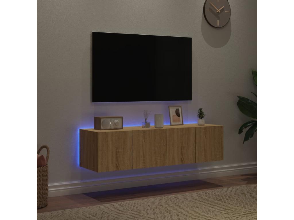 Ensemble de 2 pièces en chêne massif, 60 x 35 x 31 cm, marron