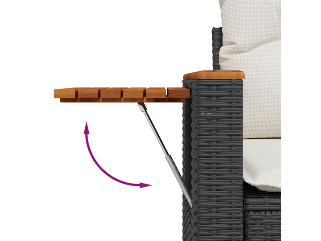 Ensemble de mobilier de jardin 4 pièces en résine tressée avec coussins, noir