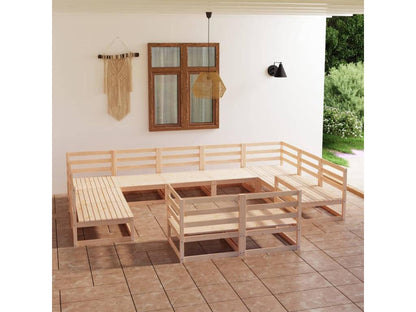 Ensemble de mobilier de jardin en pin brun, 11 pièces