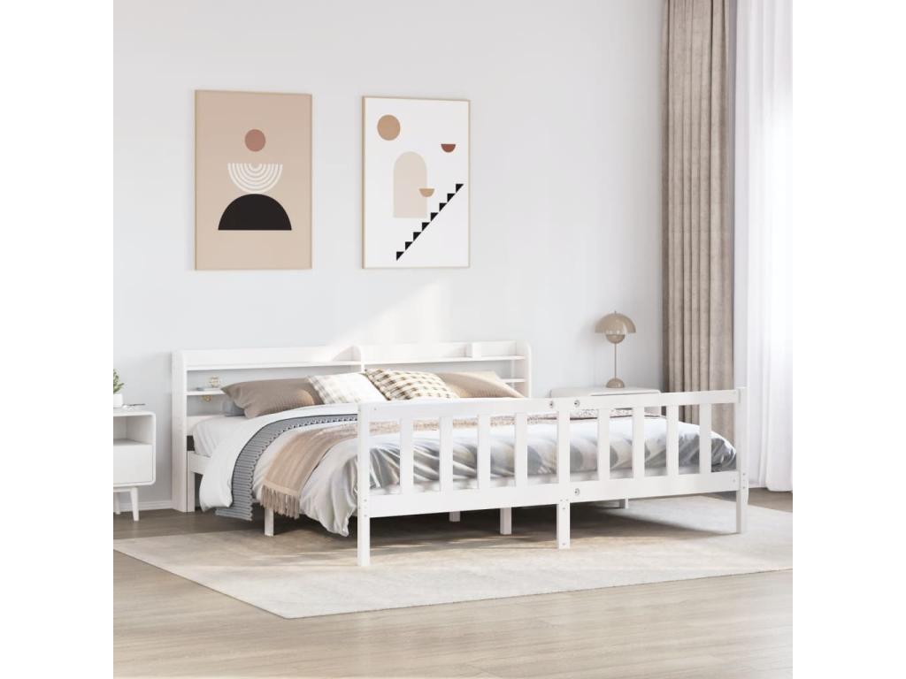 Matelas en bois massif, 200 x 200 cm, blanc