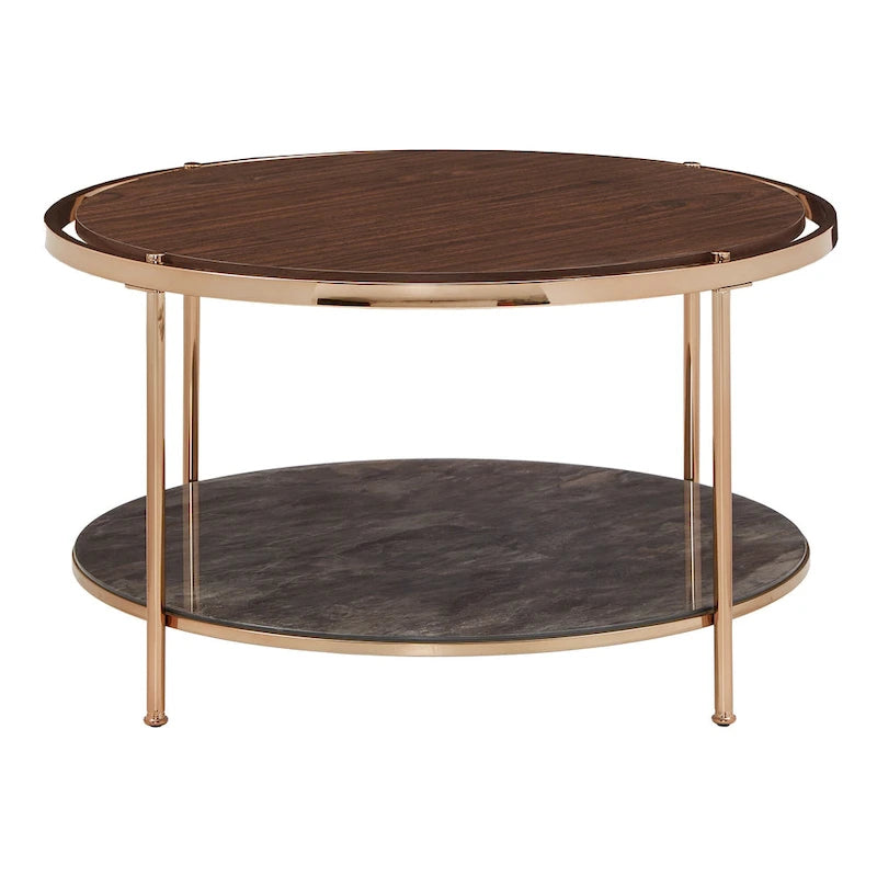 Ensemble table basse Celsus Champagne Gold avec rangement par iNSPIRE Q Bold