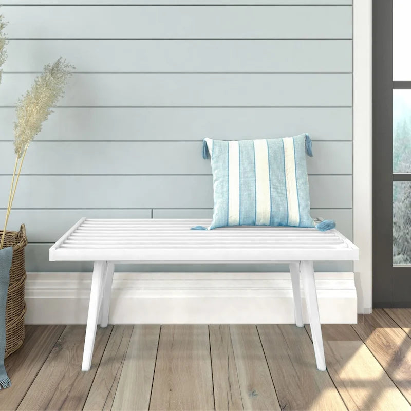 Banc d'entrée simple en bois de style Mid-Century, Plank and Beam - 41,3 cm L x 16,5 cm l x 17,5 cm H