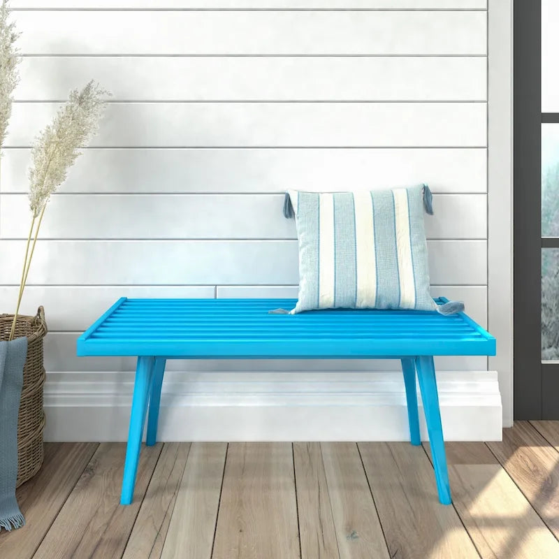 Banc d'entrée simple en bois de style Mid-Century, Plank and Beam - 41,3 cm L x 16,5 cm l x 17,5 cm H