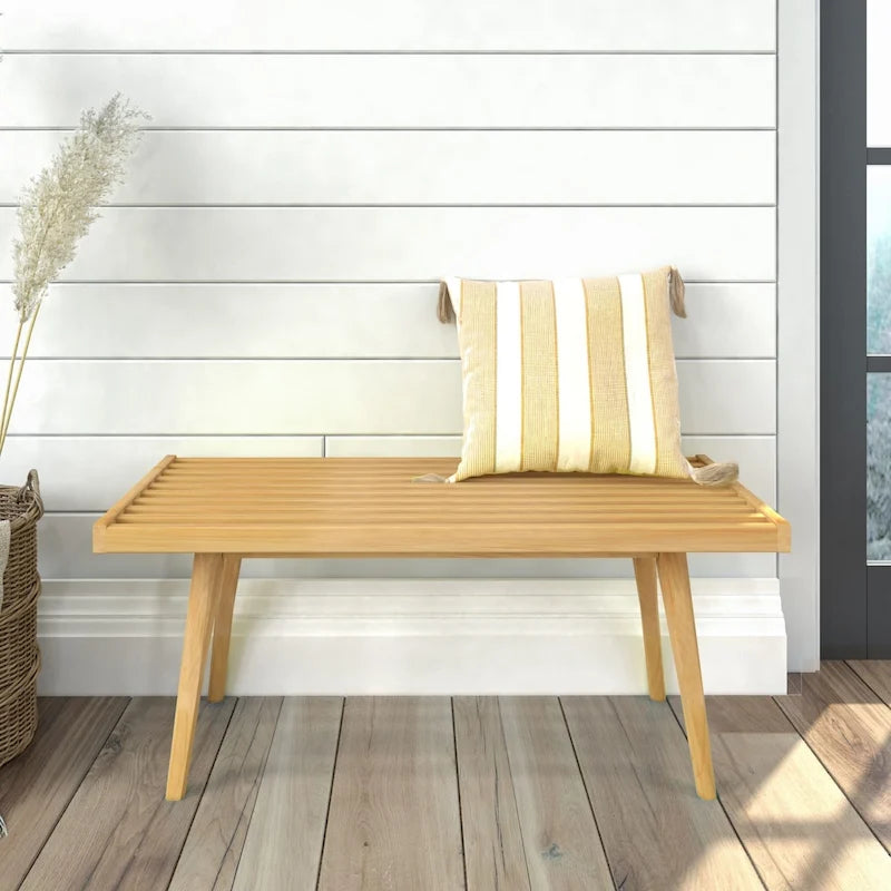Banc d'entrée simple en bois de style Mid-Century, Plank and Beam - 41,3 cm L x 16,5 cm l x 17,5 cm H