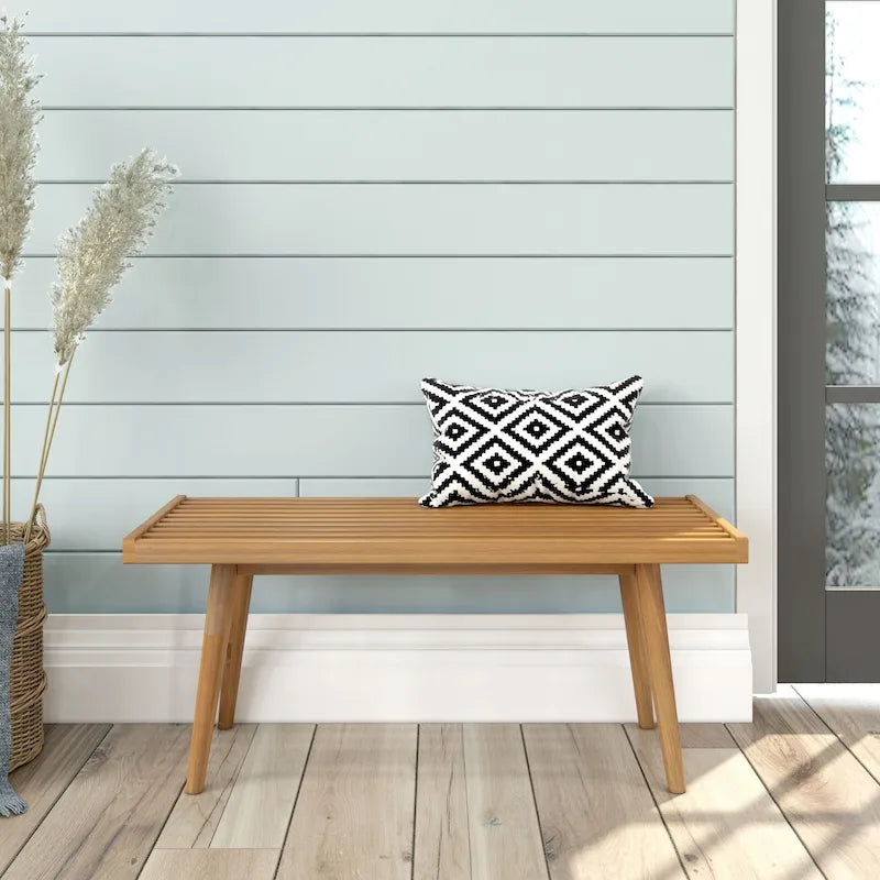 Banc d'entrée simple en bois de style Mid-Century, Plank and Beam - 41,3 cm L x 16,5 cm l x 17,5 cm H