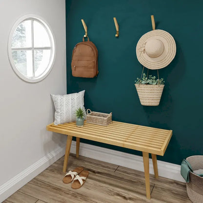 Banc d'entrée simple en bois de style Mid-Century, Plank and Beam - 41,3 cm L x 16,5 cm l x 17,5 cm H