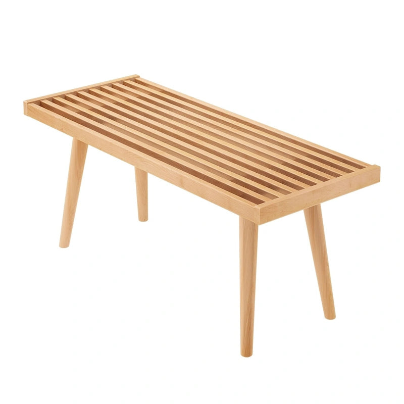Banc d'entrée simple en bois de style Mid-Century, Plank and Beam - 41,3 cm L x 16,5 cm l x 17,5 cm H