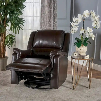 Fauteuil inclinable pivotant et coulissant Jennette en similicuir de Christopher Knight Home