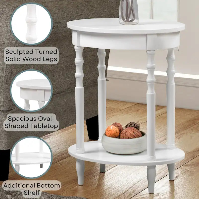 Table d'appoint ovale Brandi avec étagère de Convenience Concepts Classic Accents