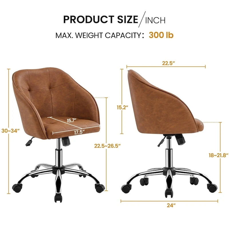 Chaise de bureau Yaheetech pour bureau à domicile, chaise d'ordinateur pivotante à 360° et réglable en hauteur