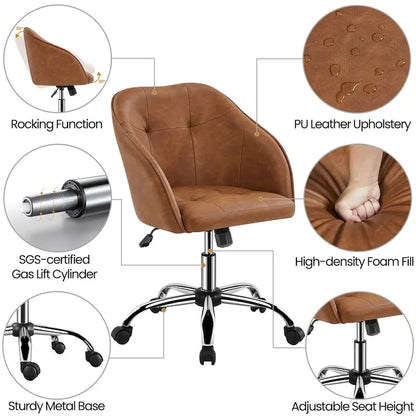 Chaise de bureau Yaheetech pour bureau à domicile, chaise d'ordinateur pivotante à 360° et réglable en hauteur