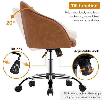 Chaise de bureau Yaheetech pour bureau à domicile, chaise d'ordinateur pivotante à 360° et réglable en hauteur