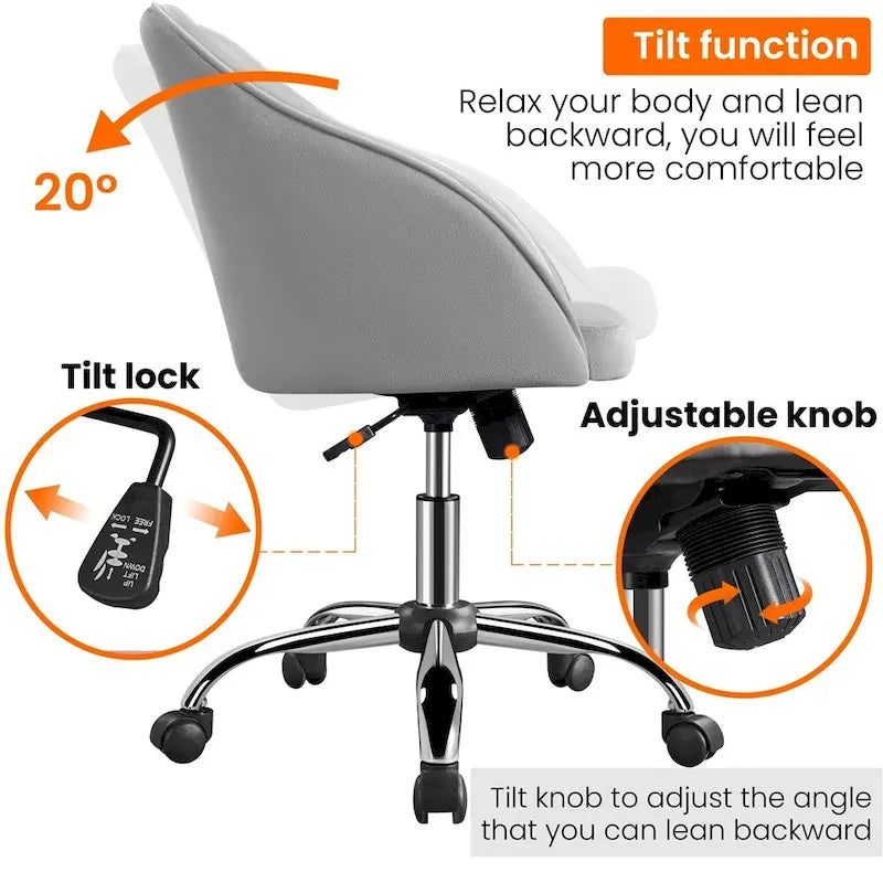 Chaise de bureau Yaheetech pour bureau à domicile, chaise d'ordinateur pivotante à 360° et réglable en hauteur